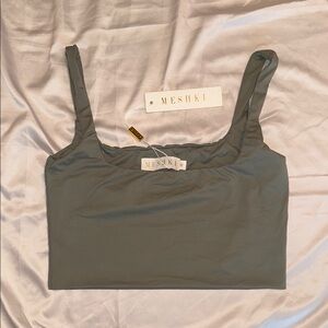 Meshki Sage Green Cropped Tank Top